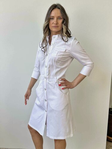 Изображение товара Халат женский "Фабрика швейных изделий №3" модель М-623, рост 164, размер 44, ткань сатори-бамбук, цвет белый