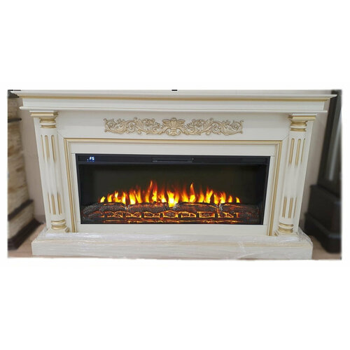 Электрокамин Royal Flame Sicilia Сицилия с золотой патиной с линейным очагом обогревом, ширина 1,5 метра