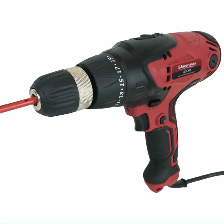 фото Дрель Энергомаш гарант ДС1-400 (400Вт, 35НМ,0-350/0-1000, подсв, бита PH2*75мм в компл)