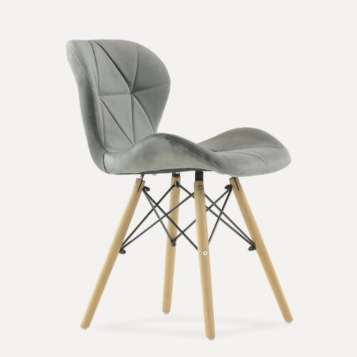 Изображение товара Стул N-42 STOOL MARKET серый, ткань, дерево, мягкое сиденье, без подлокотников