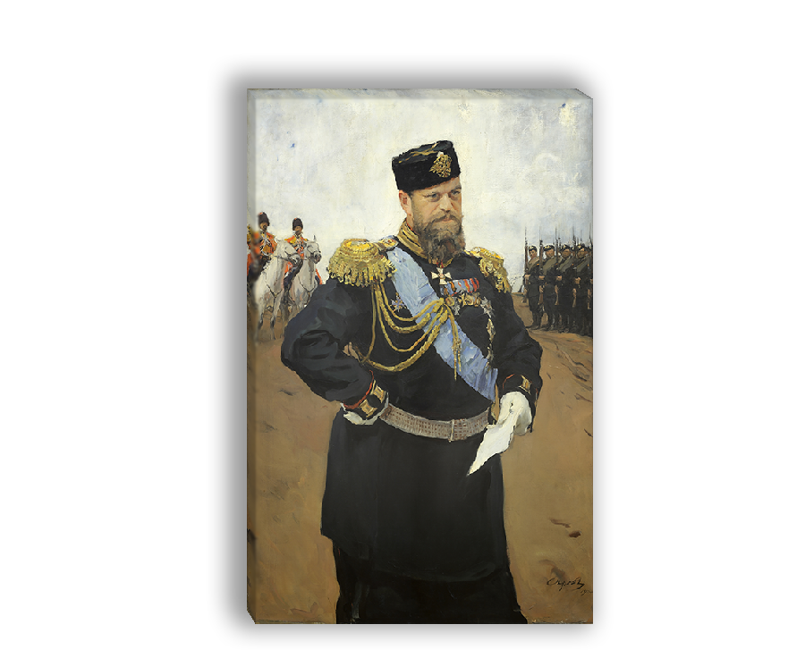 "Портрет Александра III с рапортом в руках", Серов В. А, картина для интерьера (репродукция) (40х60 см / на подрамнике)