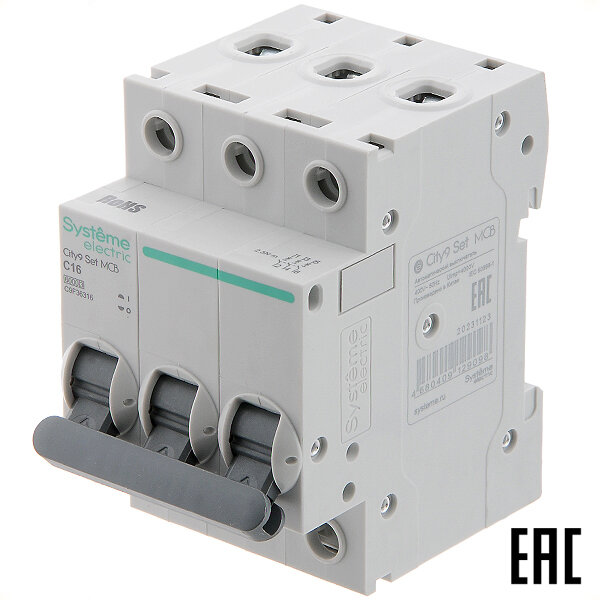 Автоматический выключатель City9 C9F36316 C16А/3п/ 6кА на Din-рейку Systeme Electric