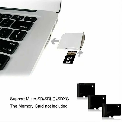 Картридер / Адаптер micro SD - SDHC TF SD для Macbook Air, Pro, Retina белый, белый, серебристый