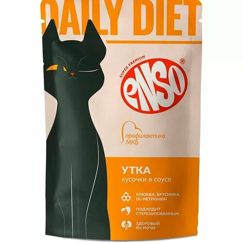 Влажный корм для кошек ENSO DAILY DIET кусочки в соусе с уткой для профилактики МКБ 24 шт х 85 гр