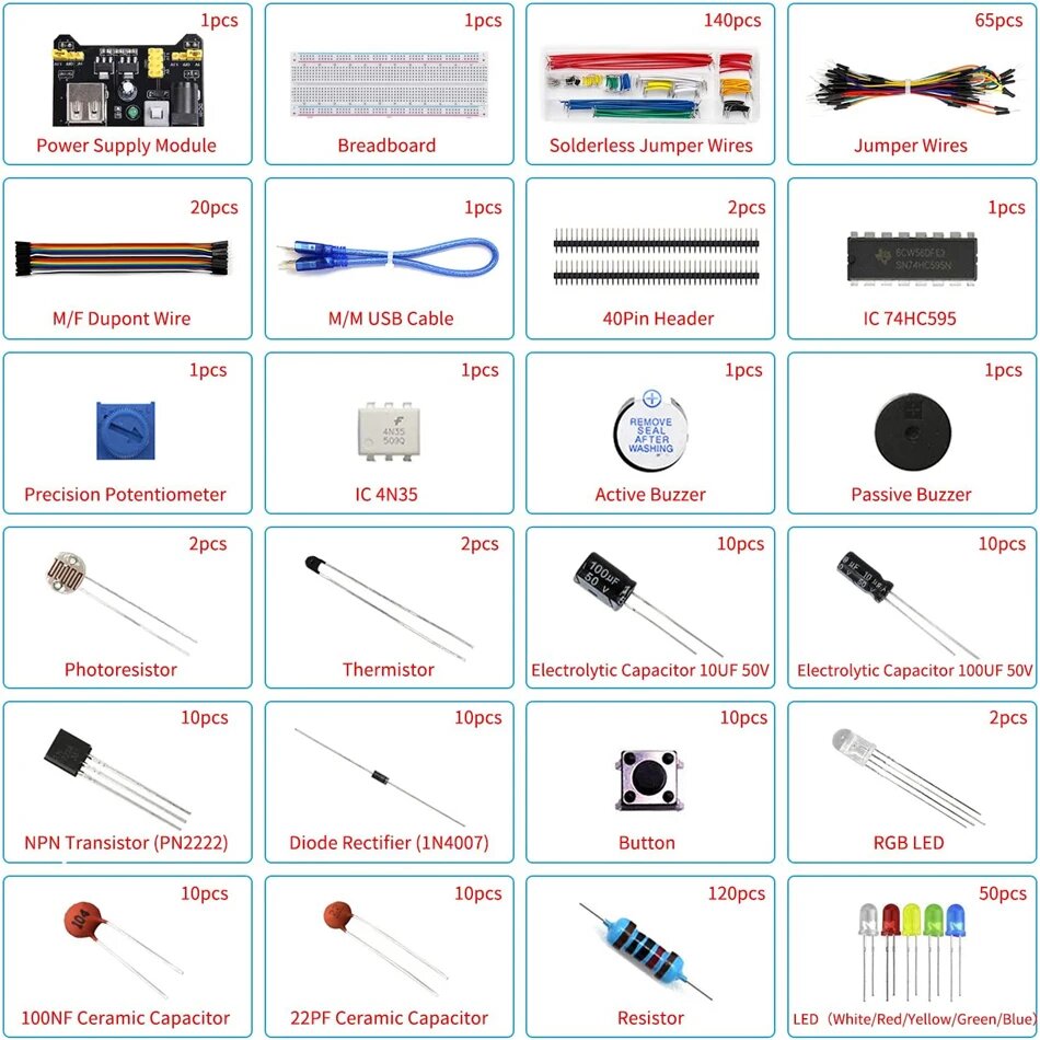 Набор электронных компонентов STEP DOWN Electronics Component Fun Kit, Bag — фото 1