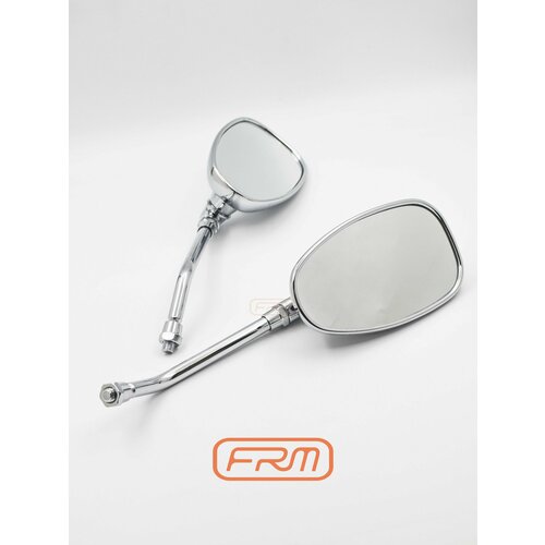 Зеркала с резьбой 10 мм на мотоцикл скутер максискутер мопед квадроцикл для мотоциклиста, хром