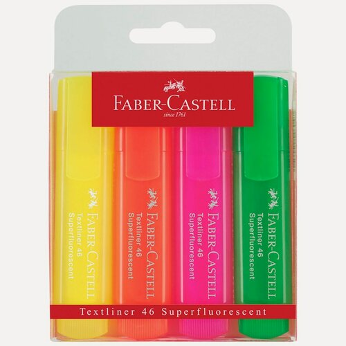 Изображение товара Набор маркеров-текстовыделителей Faber-Castell 1546 Superfluorescent (1-5мм, 4 флуоресцентных цвета) 4шт. (154604)