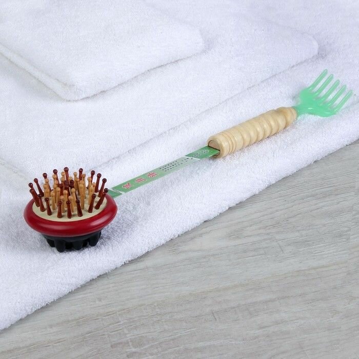 Массажер КНР Массажер-чесалка Отдых двусторонний, 38 х 8 х 5,5 см, универсальный, деревянный