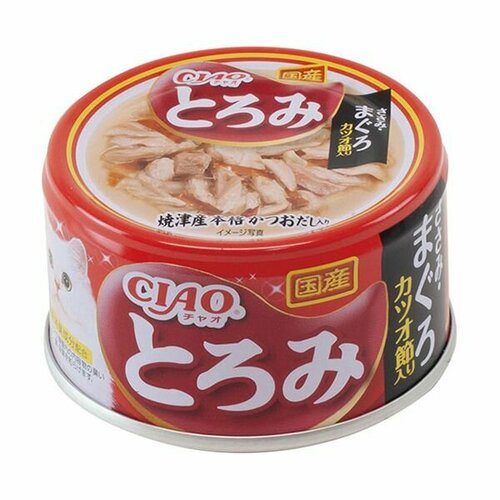 Корм влажный INABA CIAO TOROMI куриное филе с тунцом магуро и кацуобуси для кошек 80г