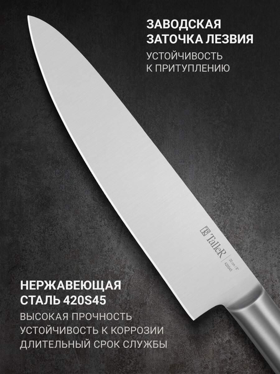 Набор кухонных ножей на подставке TalleR TR-22013 Левел, 5 шт — фото 1