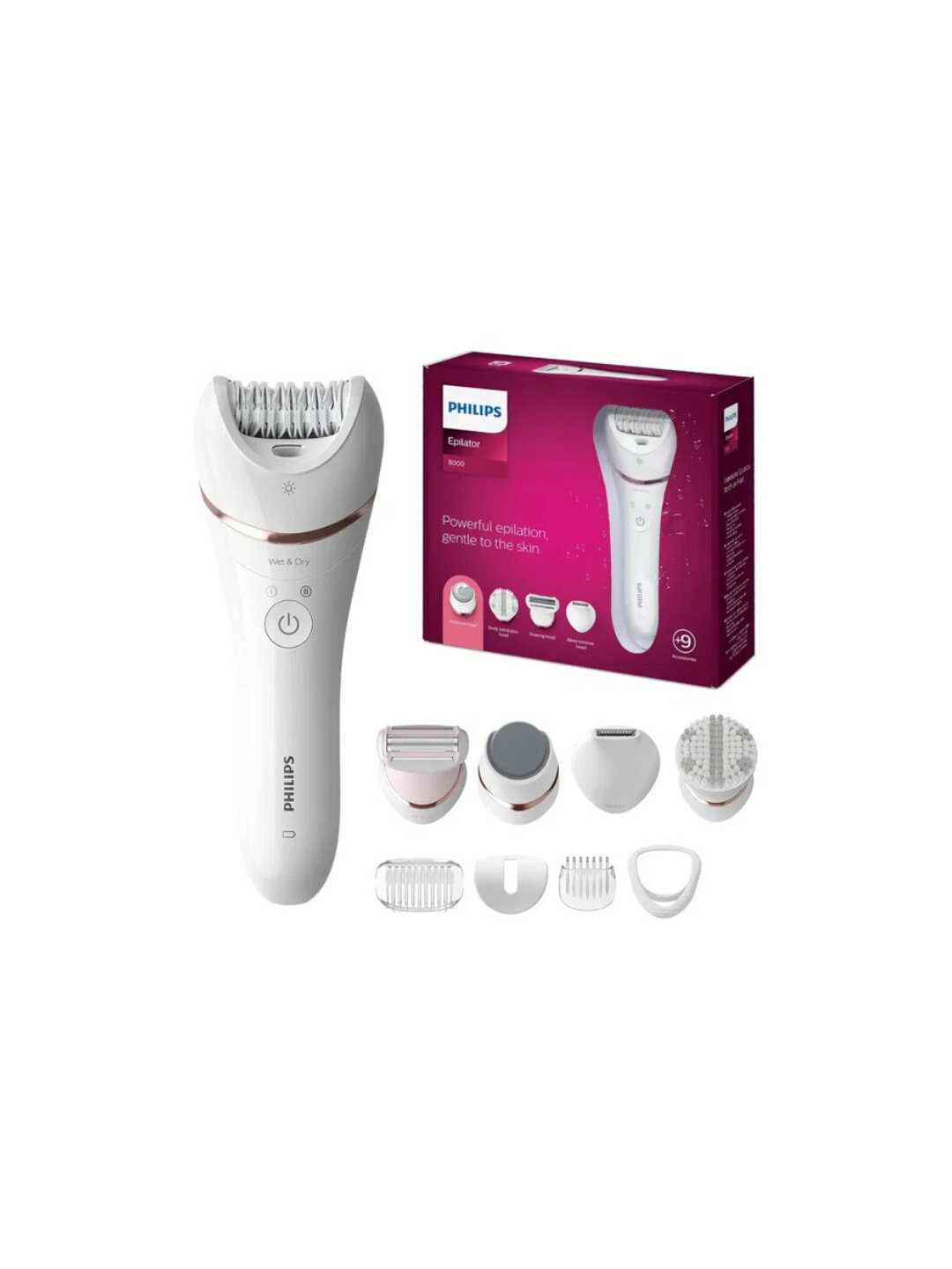Эпилятор Philips BRE740, для влажной и сухой эпиляции, срок гладкости 4 недели