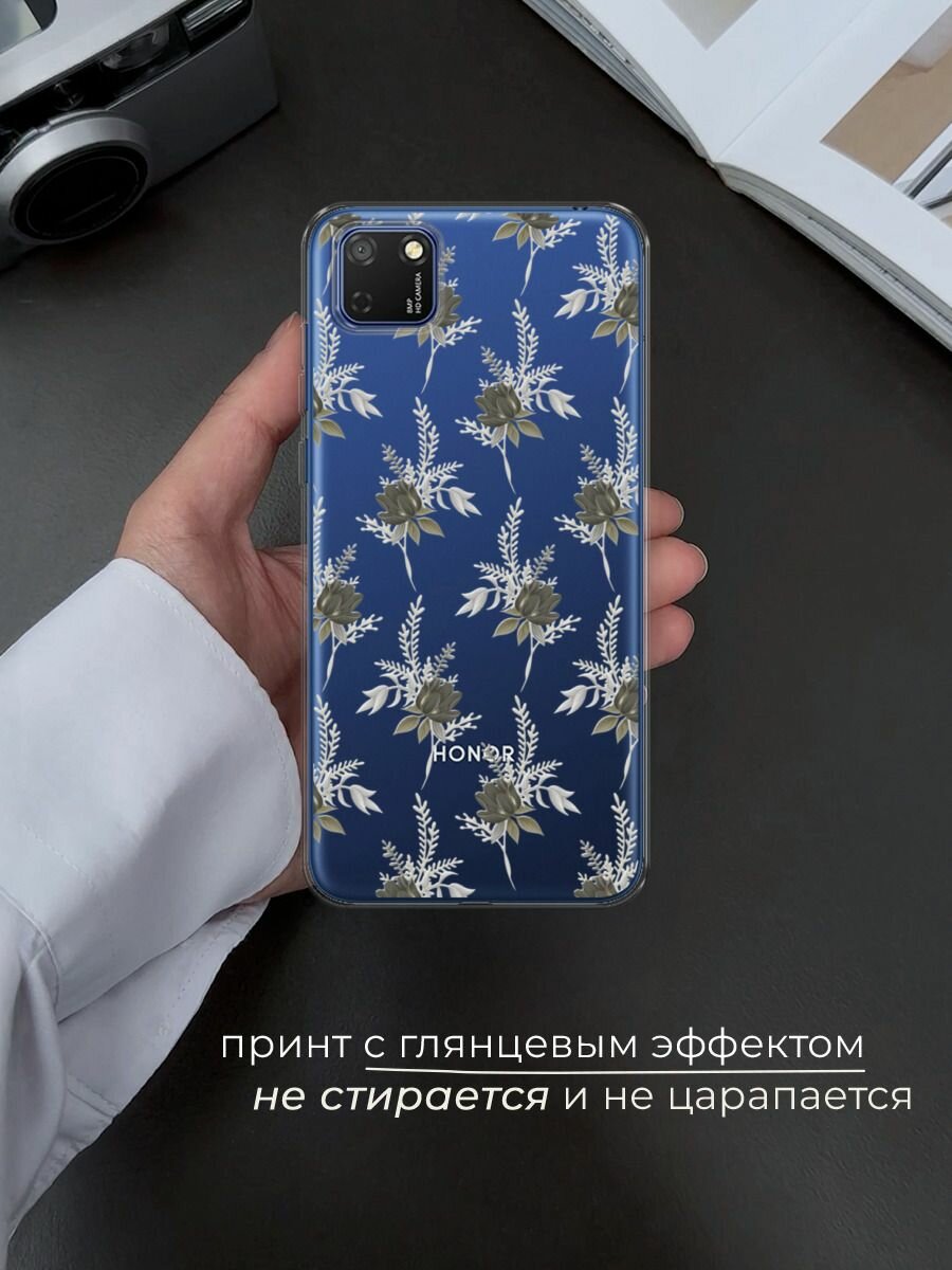 Чехол на Honor 9S/Huawei Y5p / Хонор 9S/Хуавей Y5p с принтом "Паттерн цветы сепия" — фото 1