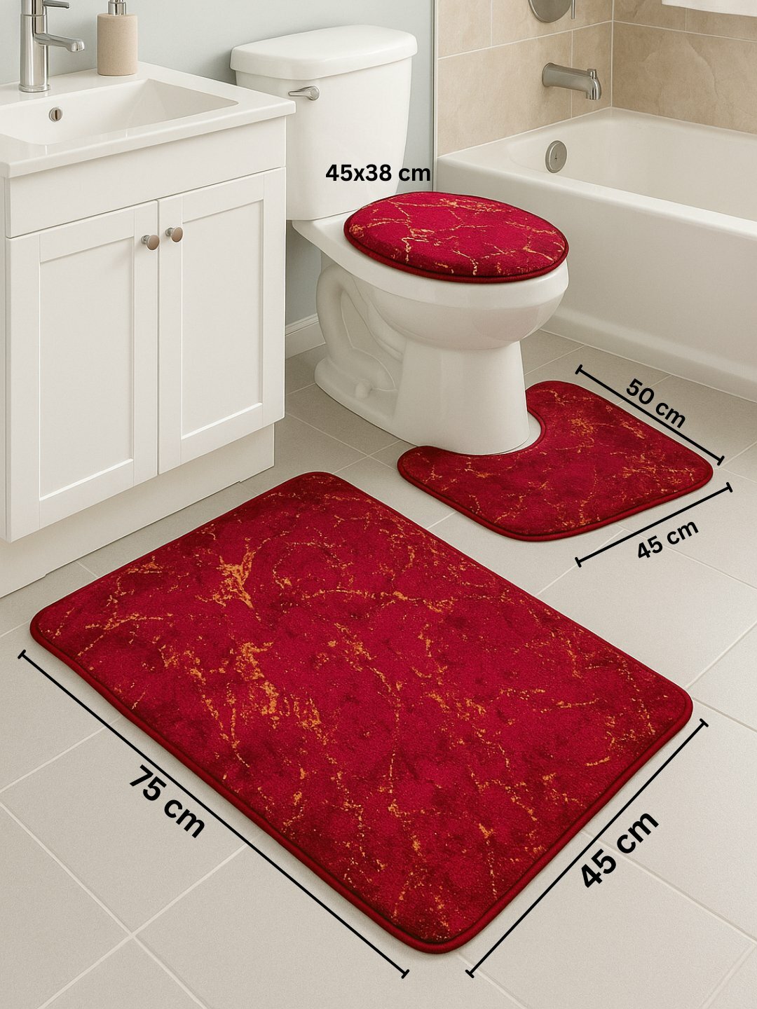 Коврики для ванной и туалета, чехол на сиденье унитаза, 3 в 1