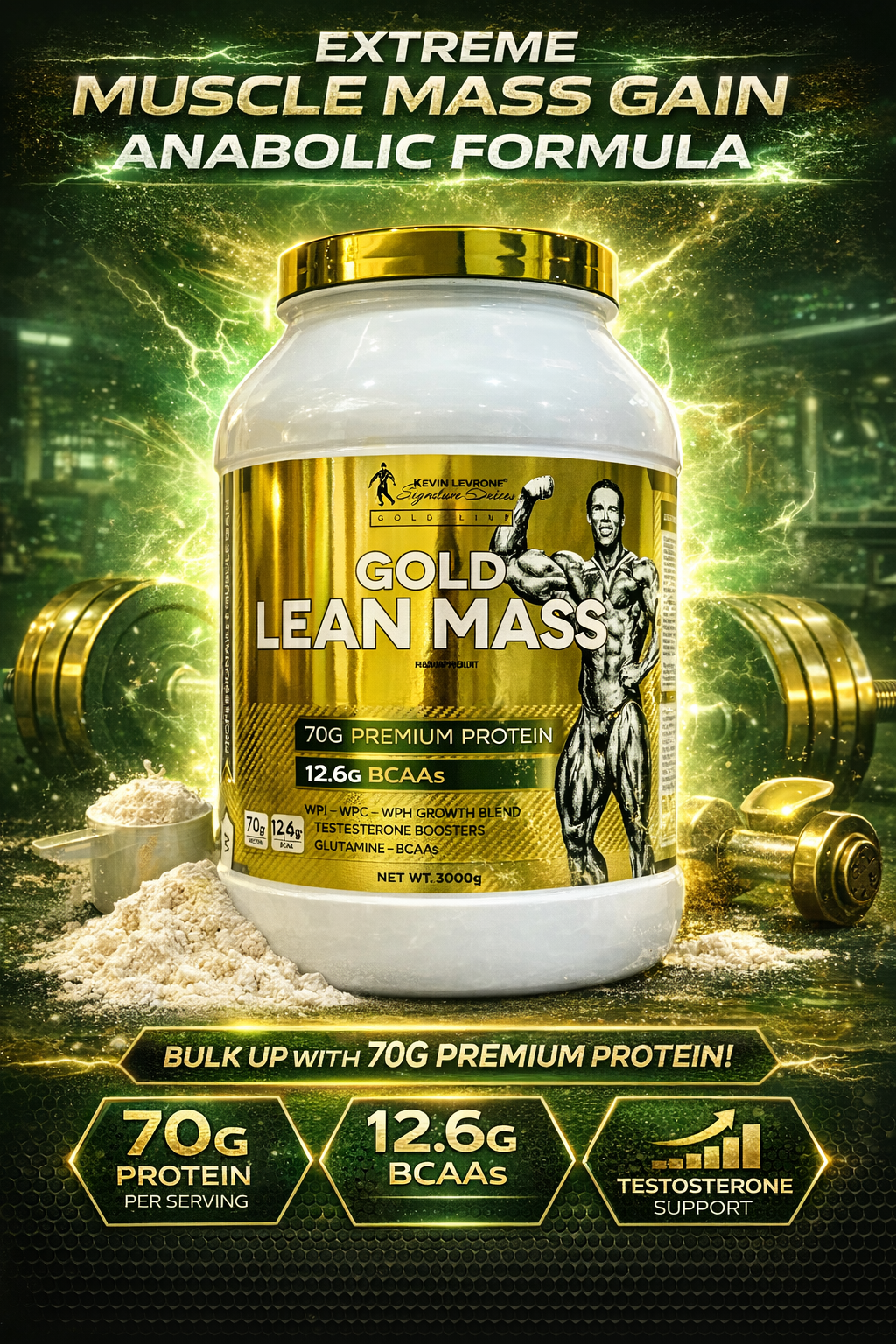 Kevin Levrone KL GOLD Lean mass 3кг Choco для набора массы вкус Chocolate — фото 1
