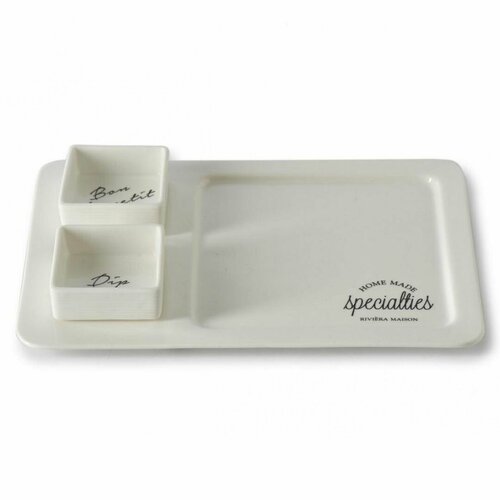 Блюдо для закусок с двумя соусниками RIVIERA MAISON SPECIALTIES 325480 200x300 белый