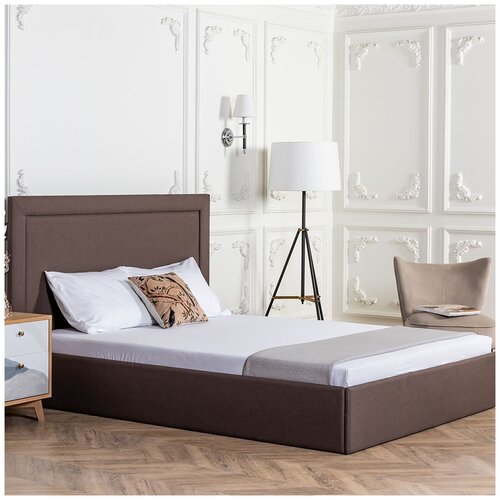 Кровать двуспальная с подъемным механизмом и ящиком для белья 160х200 коричневая Мелисса