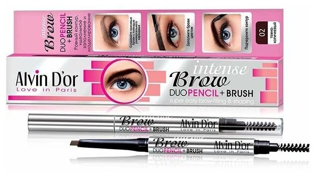 Alvin D'or карандаш Intense Brow Duo Pencil, оттенок 02 dark brown