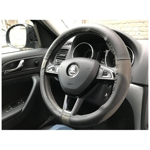 Оплетка на руль Шкода Рапид 2 (Skoda Rapid 2), М(37-39см), бежевый