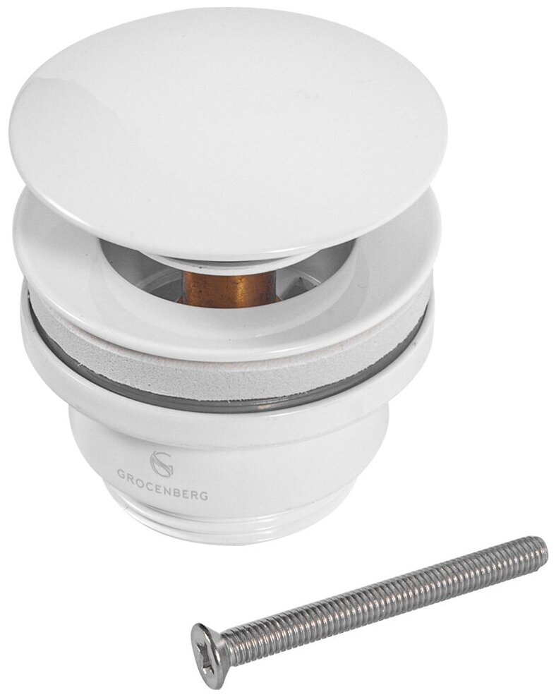 Донный клапан Grocenberg GB106, автоматический, встраиваемый, латунный, белый — фото 1
