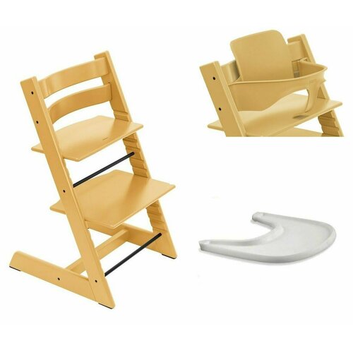 Стульчик для кормления 3 в 1 Stokke Tripp Trapp Sunflower Yellow с сидением Baby Set и столиком White