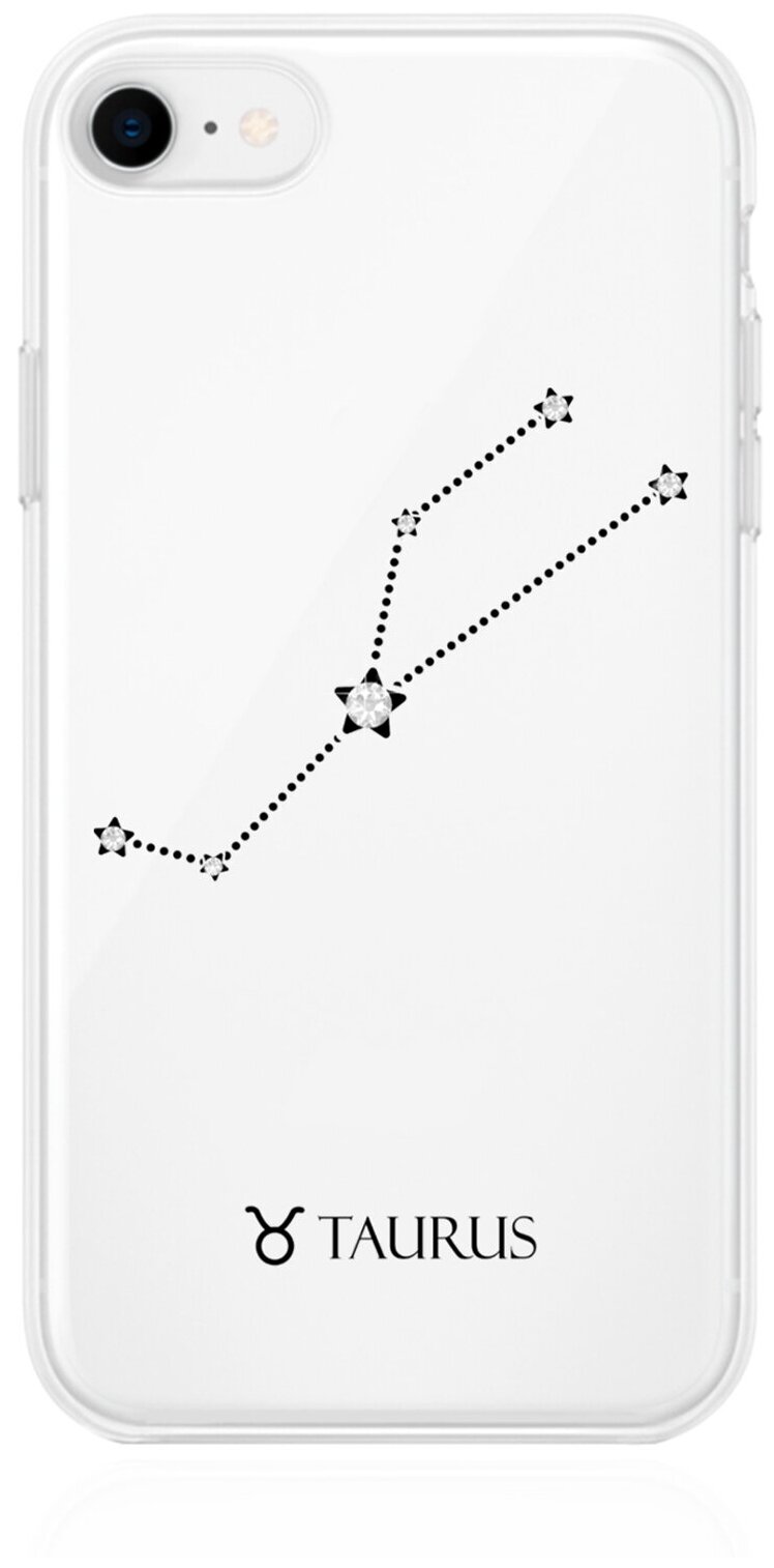 Прозрачный силиконовый чехол с кристаллами Lux для iPhone 7/8/SE2020 Знак зодиака Телец Taurus для Айфон 7/8/СЕ2020