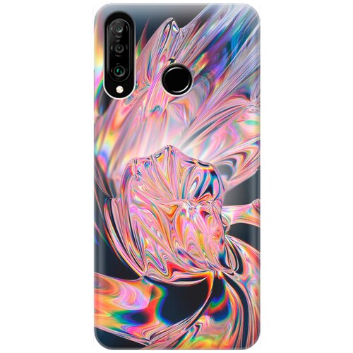 фото Силиконовый чехол на huawei p30 lite / honor 20 lite / honor 20s / хуавей п30 лайт / хонор 20 лайт / хонор 20s с принтом "стеклянная абстракция" gosso