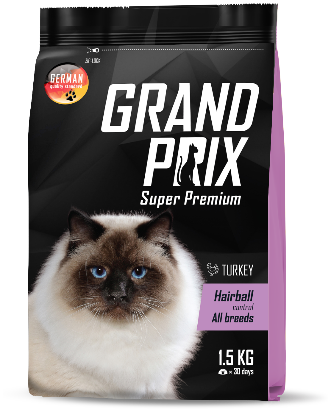 Корм сухой для кошек для выведения шерсти из желудка Grand Prix Hairball Control , индейка, 1,5 кг