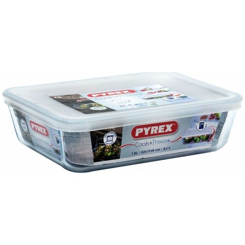 Контейнер пищевой Pyrex Cook Freez, 242P000, прозрачный, 22 x 17 x 6 см