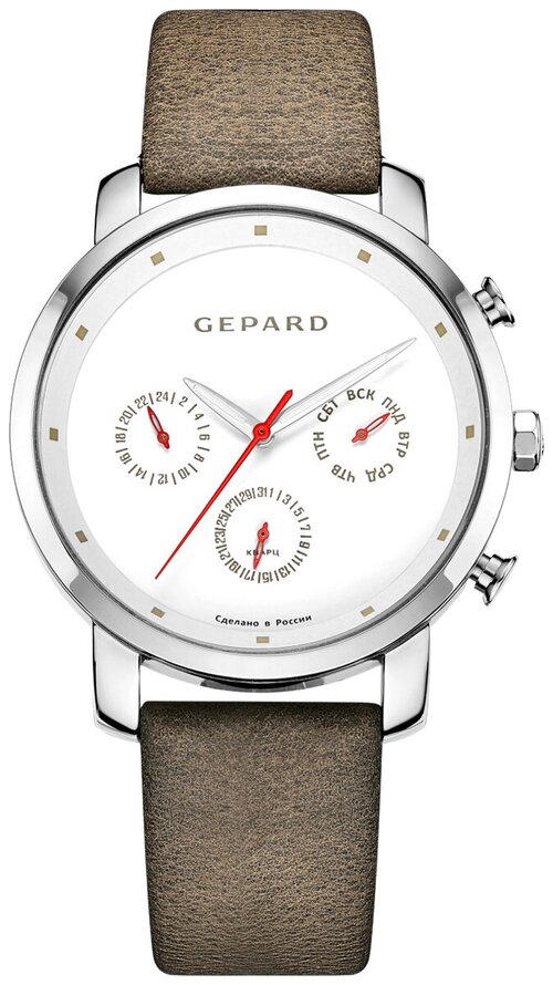 Наручные часы Gepard, коричневый, серебряный