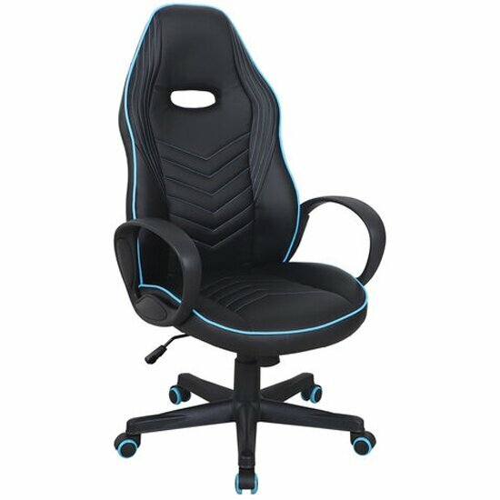 Кресло офисное Brabix "Flame GM-004" /экокожа, черное/голубое, 532498