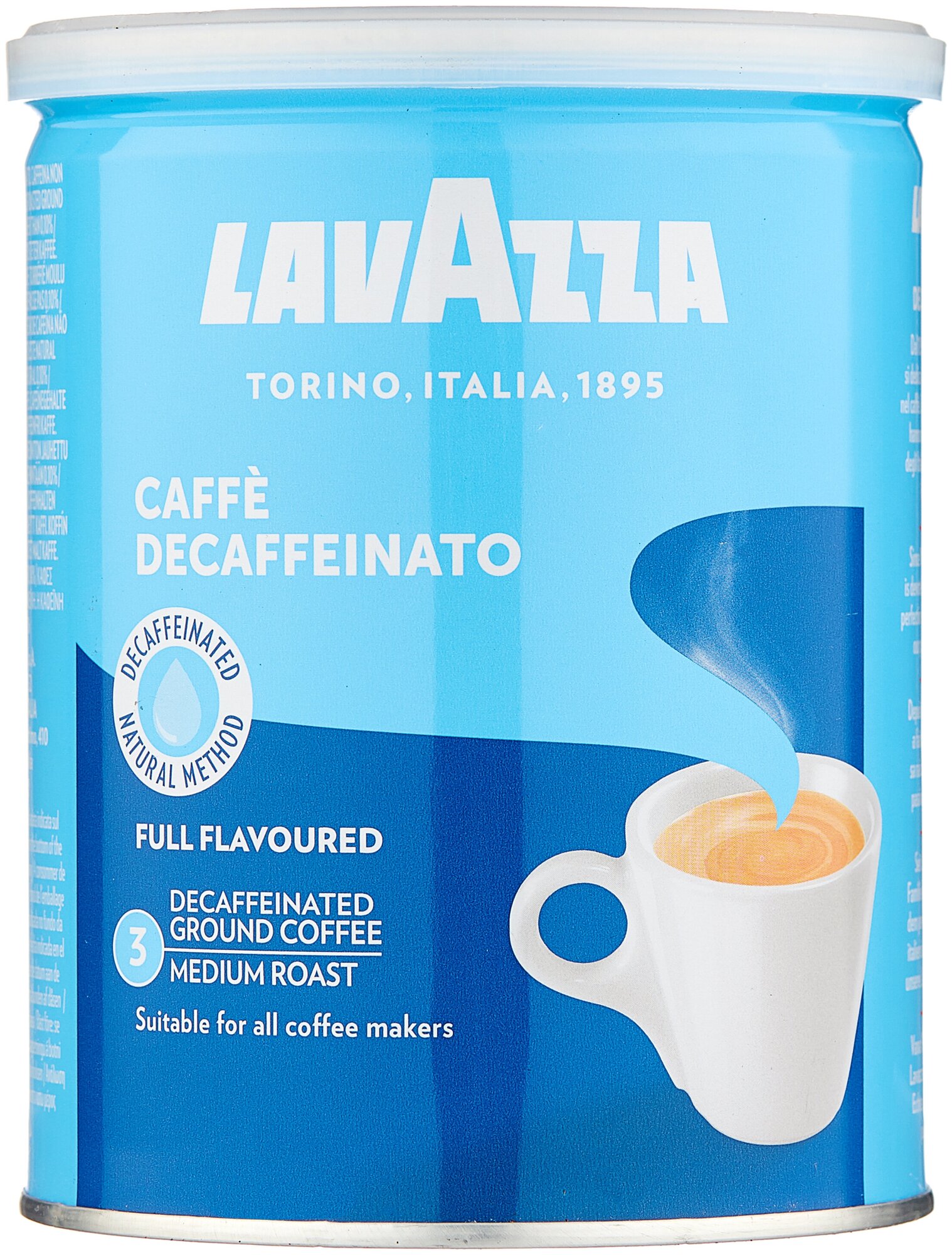 Кофе молотый Lavazza Caffe Decaffeinato жестяная банка, 250 г, банка