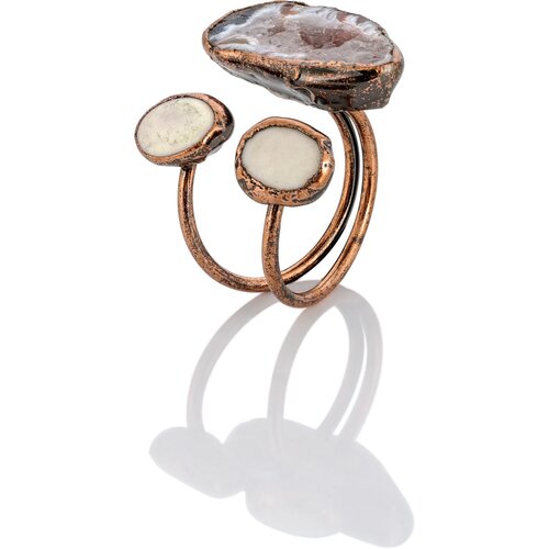 Кольцо 1/33 EDITION, агат, коричневый позолоченное кольцо с натуральным агатом эллада