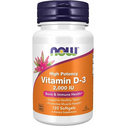 NOW Vitamin D3 2000 120 softgels (Нау Д3) набор биологически активных добавок unatuna vitamin d3 2000 iu omega 3 60% magnesium b6 240 шт