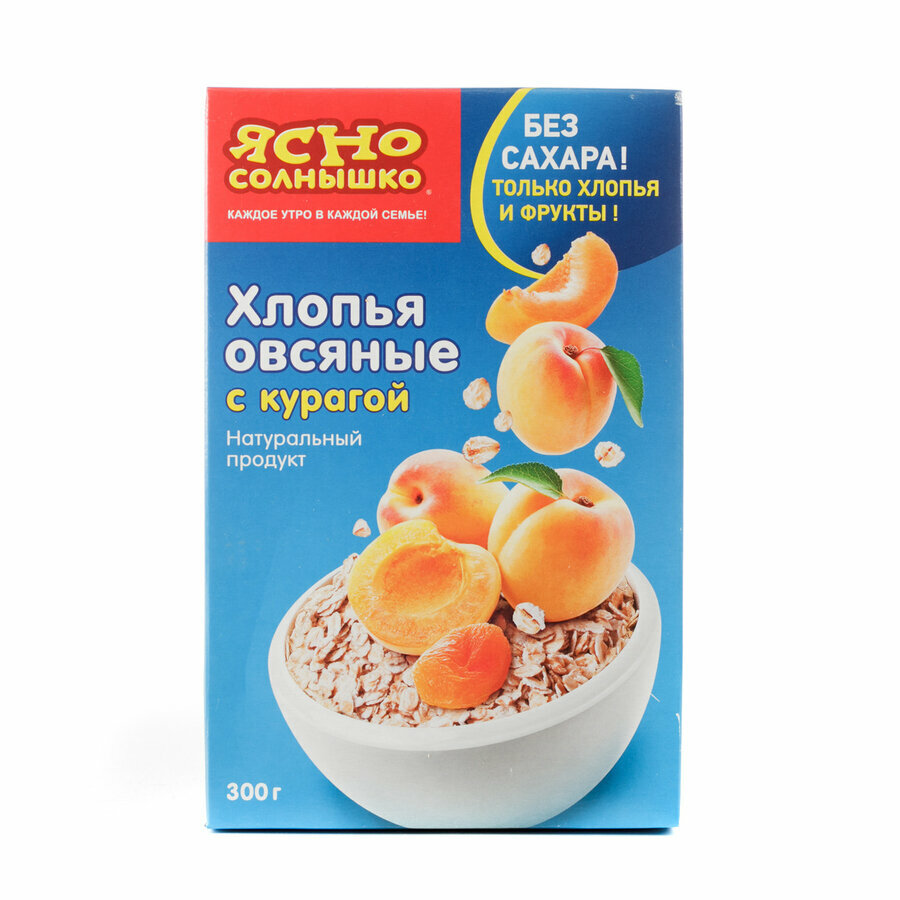 Ясно Солнышко Хлопья овсяные c курагой, 300 гр*3шт