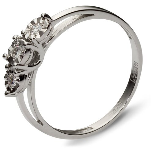 фото Эстет кольцо с 3 бриллиантами из белого золота 01к624885, размер 19.5