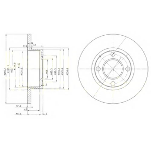 DELPHI BG2752 (230233 / 230233 / 895615301) диск тормозной передний\ Audi (Ауди) 80 b3 1.6 / 2.0 / 1.9tdi (Комплект 2 штуки)