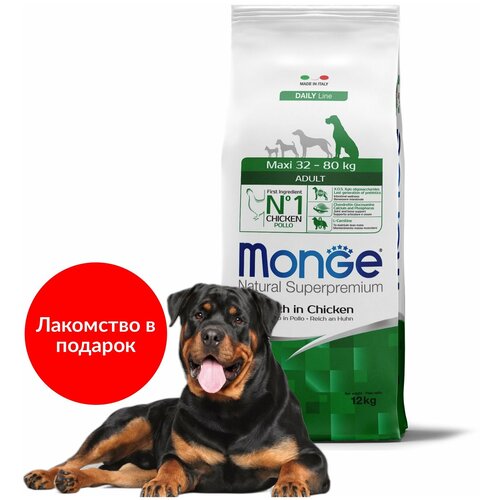Monge Dog Maxi корм для взрослых собак крупных пород 12 кг корм для собак monge dog pfb daily line maxi 27 12 5 для крупных пород сух 15кг
