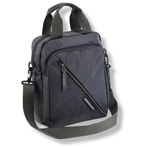 фото Сумка планшет no name, фактура гладкая, серый