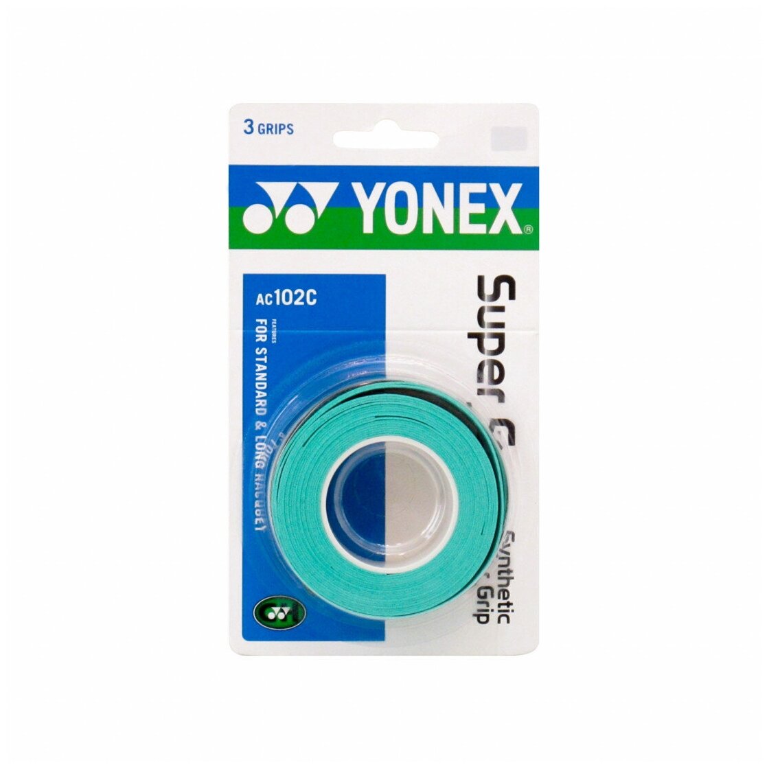 Намотка обмотка для ракеток Yonex AC102EX 3шт. Turquoise. Овергрип для ракеток.