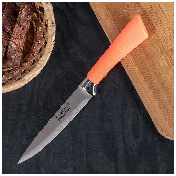 Нож кухонный Рич, лезвие 12,5 см, цвет оранжевый 3950736 .