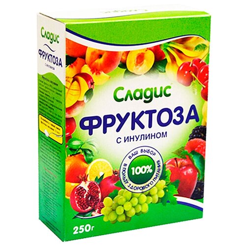 Сладис сахарозаменитель фруктоза с инулином, коробка порошок, 250 г
