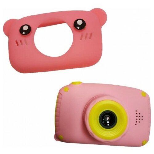 Детский фотоаппарат розовый + чехол мишка zal
