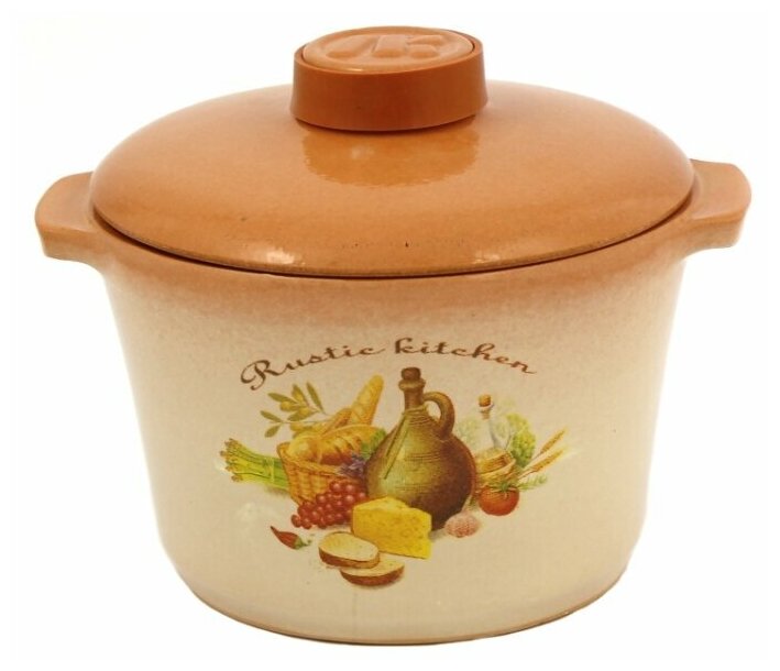 фото Кастрюля Ломоносовская Керамика Rustic Kitchen 0,5л с ручками и крышкой