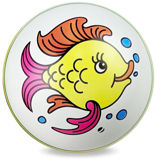 Маленький резиновый мяч Рыбка (размер 10 см) с цветной полосой