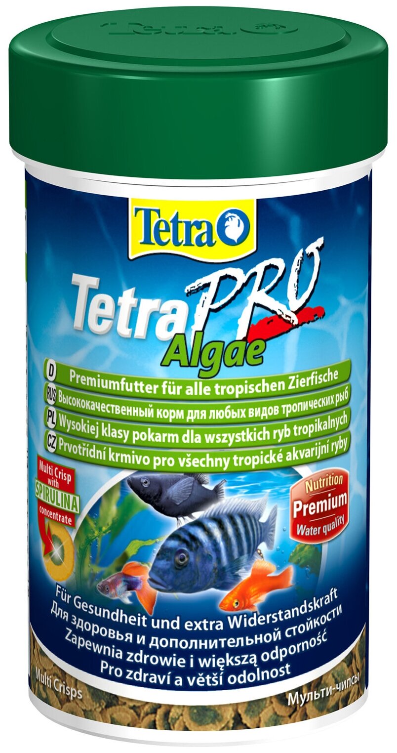 TetraPro Algae Crisps раст.корм для всех видов рыб в чипсах 100 мл - фотография № 2