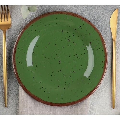 Тарелка зелёная 20 см фарфоровая