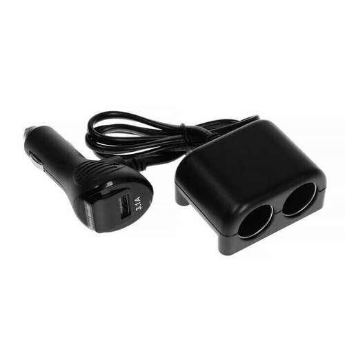 Разветвитель прикуривателя с вольтметром USB 31 А провод 70 см 1228₽