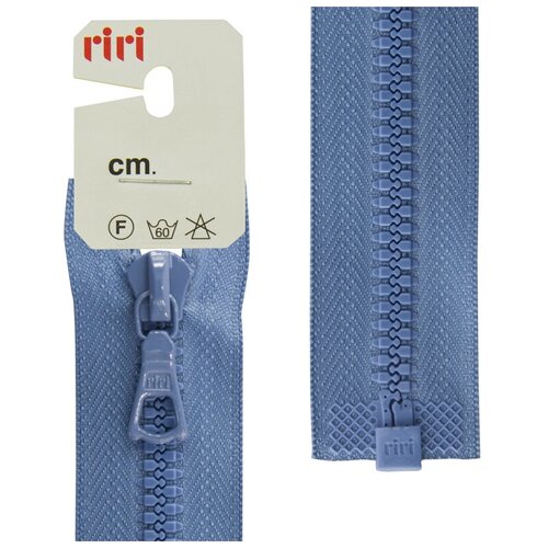 фото Молния riri тракторная разъёмная 1 замок, 6 мм, 80 cм, цвет 2630, сине-голубой