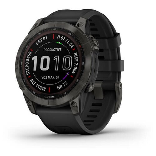 Смарт-часы GARMIN Fenix 7 Sapphire Solar, Carbon Gray, титановый серый DLC с черным ремешком, 010-02540-21