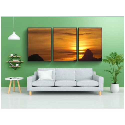 фото Набор модулных постеров для интерьера "рио де жанейро, пляж, бразилия" 60x90 см. в тубусе, без рамки lotsprints